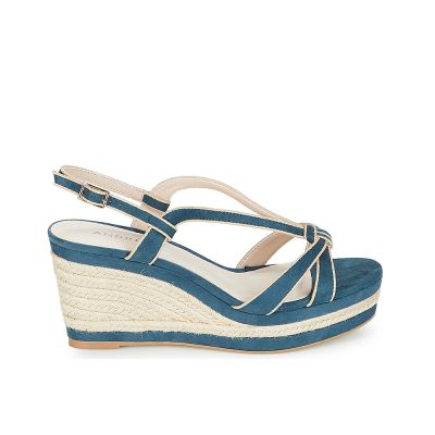 SANDALES ANDRÉ FEMME DAIM BLEU
